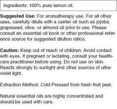 NOW Foods Lemon Essential Oil product UPC 733739075659 label