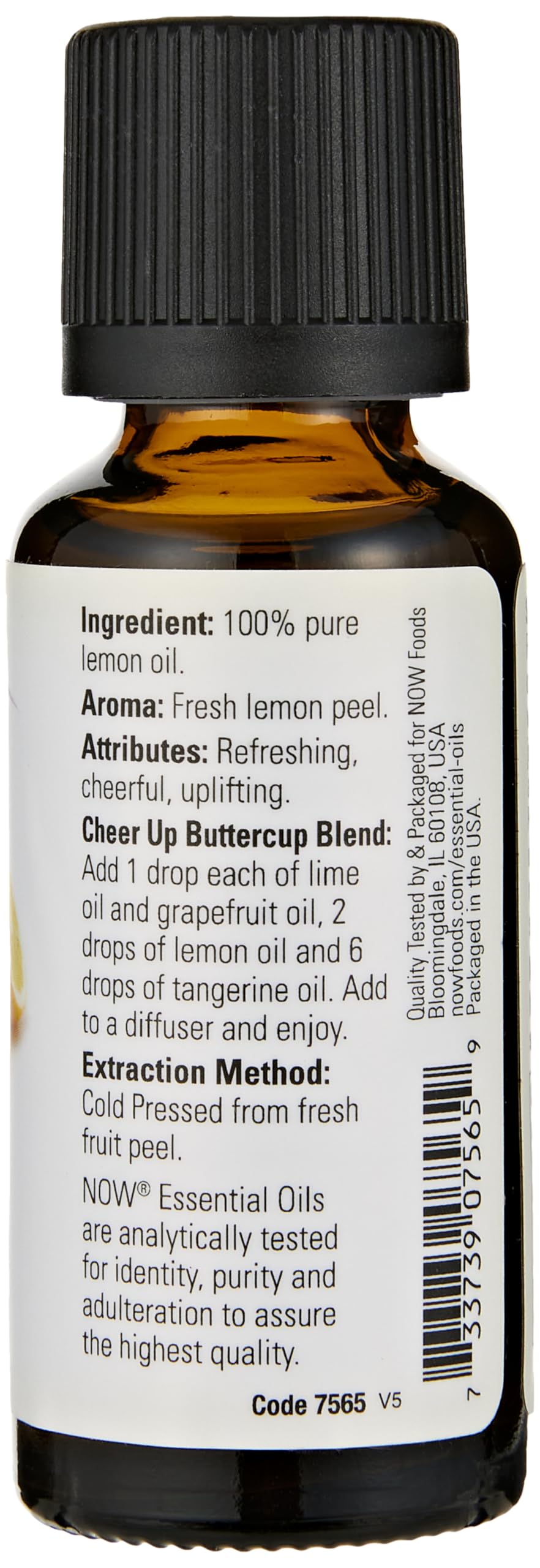 Lemon essential oil bottle with dropper