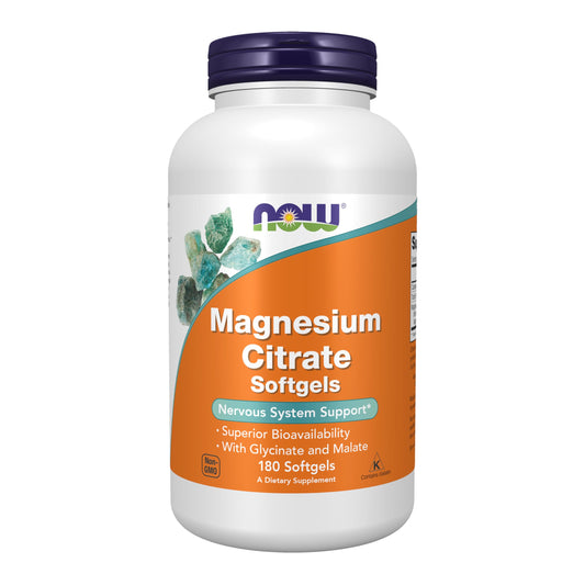 NOW Magnesium Citrate Softgels bottle front