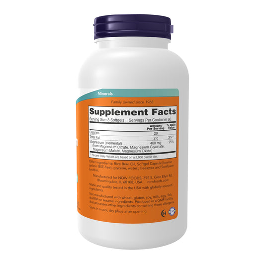 Close-up of magnesium citrate softgels with glycinate and malate