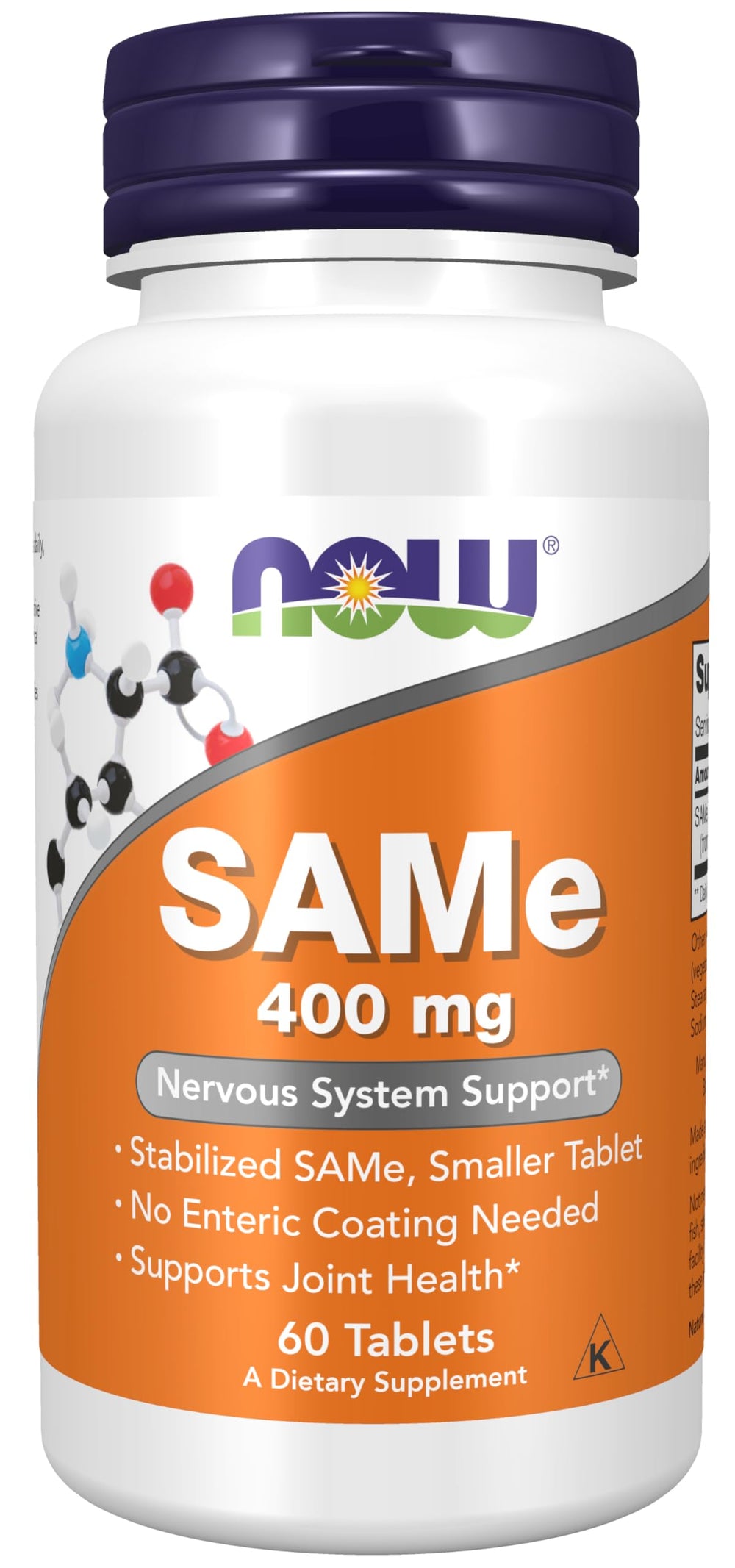 NOW Foods SAMe oval tablet bottle for easy daily use
