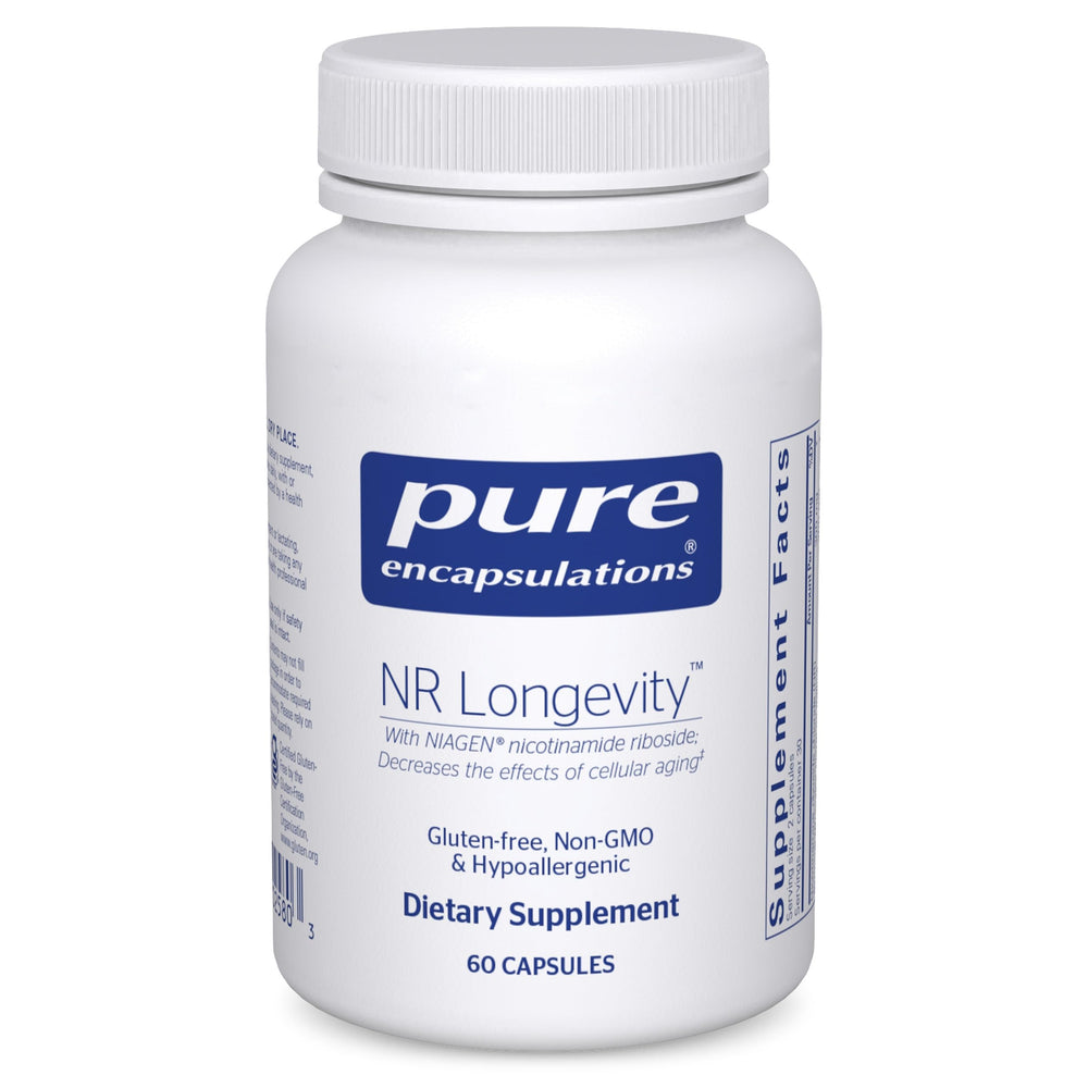 Front view of Pure Encapsulations NR Longevity bottle