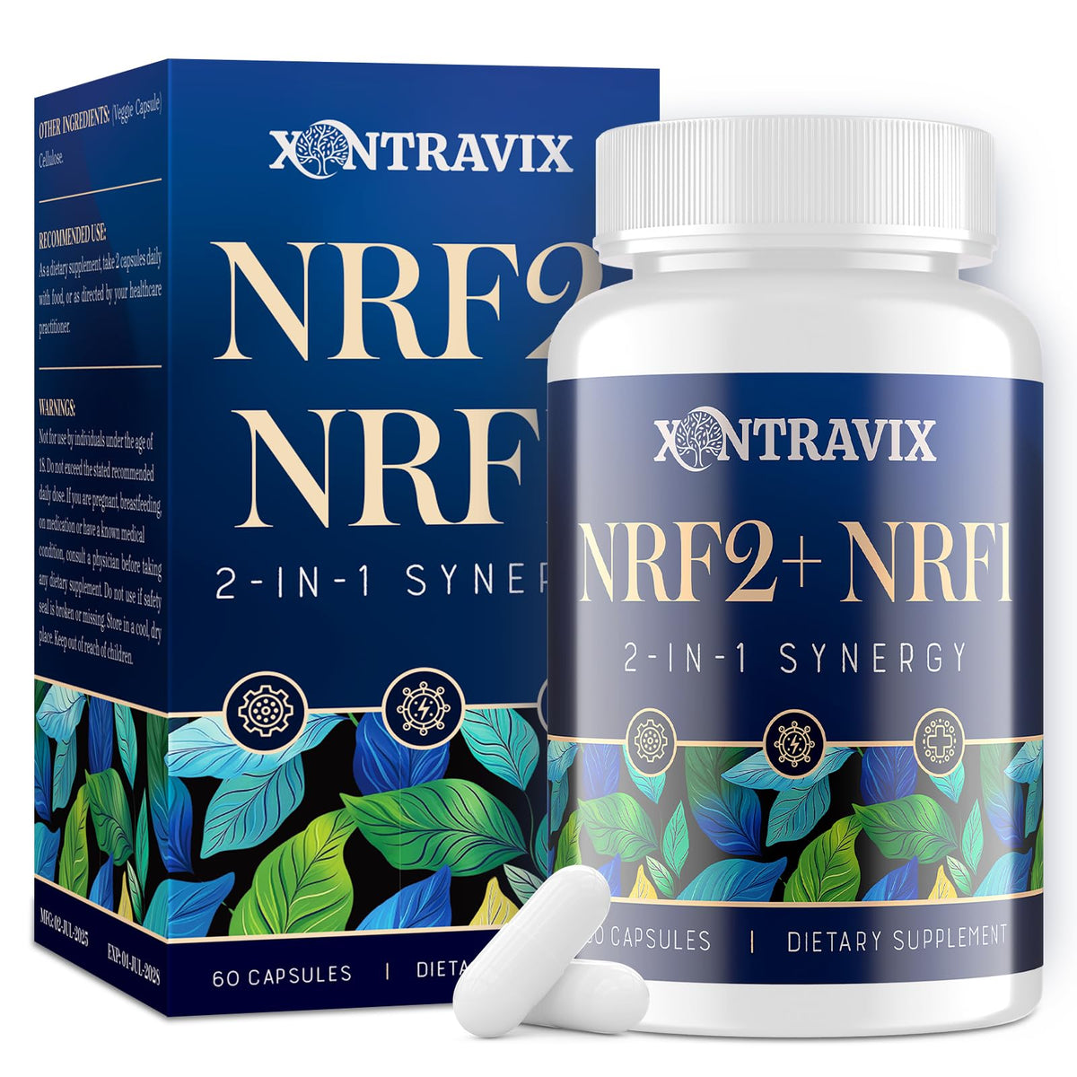 NRF1 NRF2 supplement 1500mg bottle label