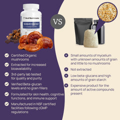 NSF Certified Dietary Supplements label on Real Mushrooms bottle