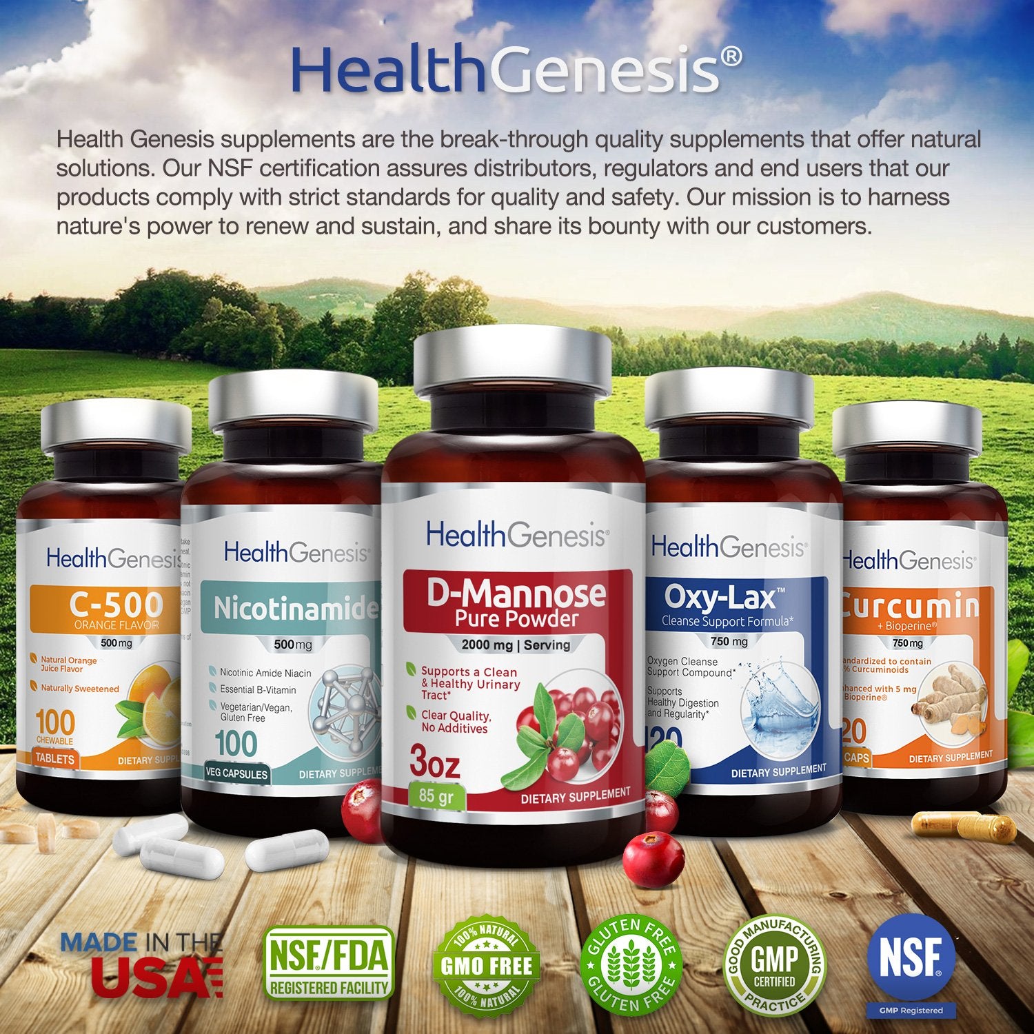 Packaging showing NSF GMP facility compliance