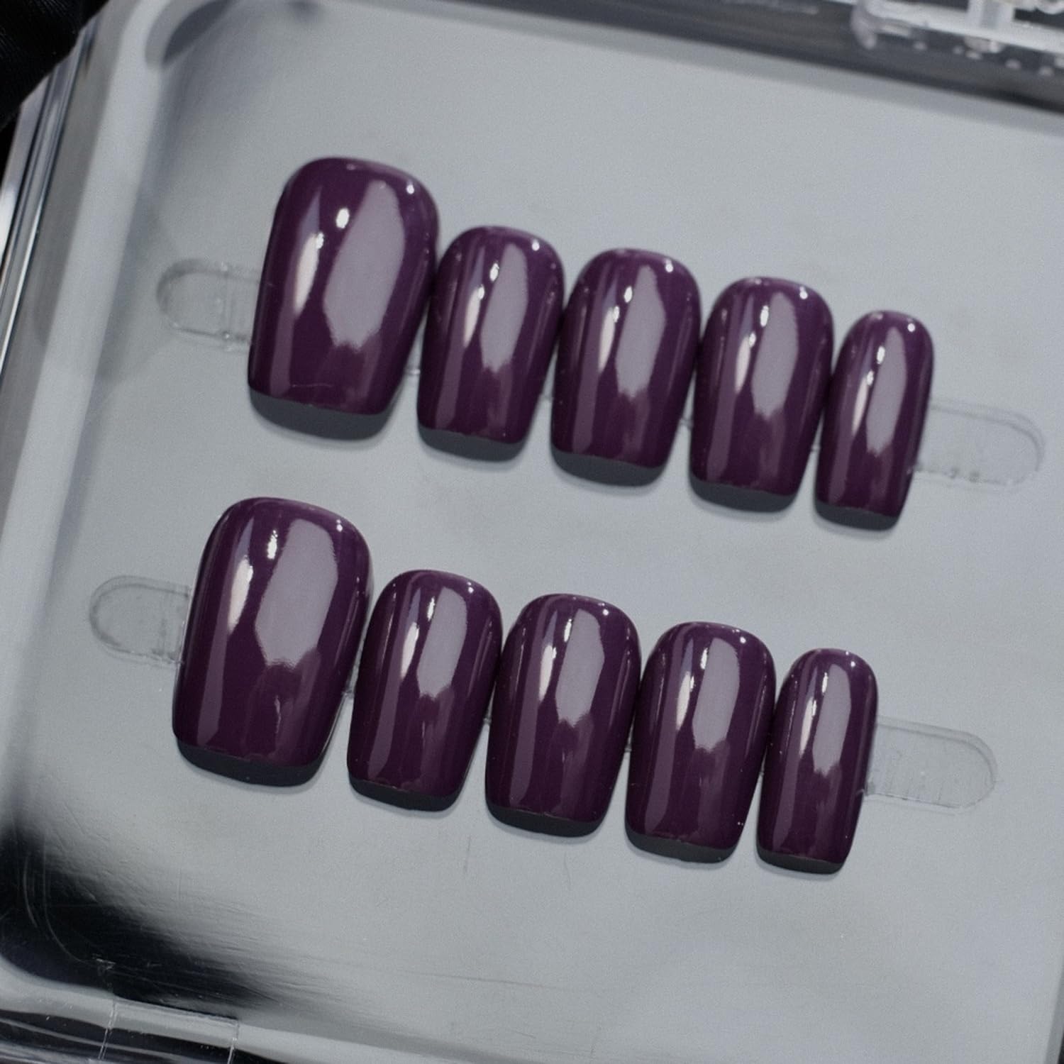NSSHEL Purple press-on nails glossy finish for durable, reusable style