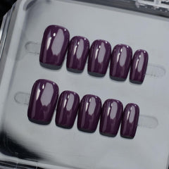NSSHEL Purple press-on nails glossy finish for durable, reusable style
