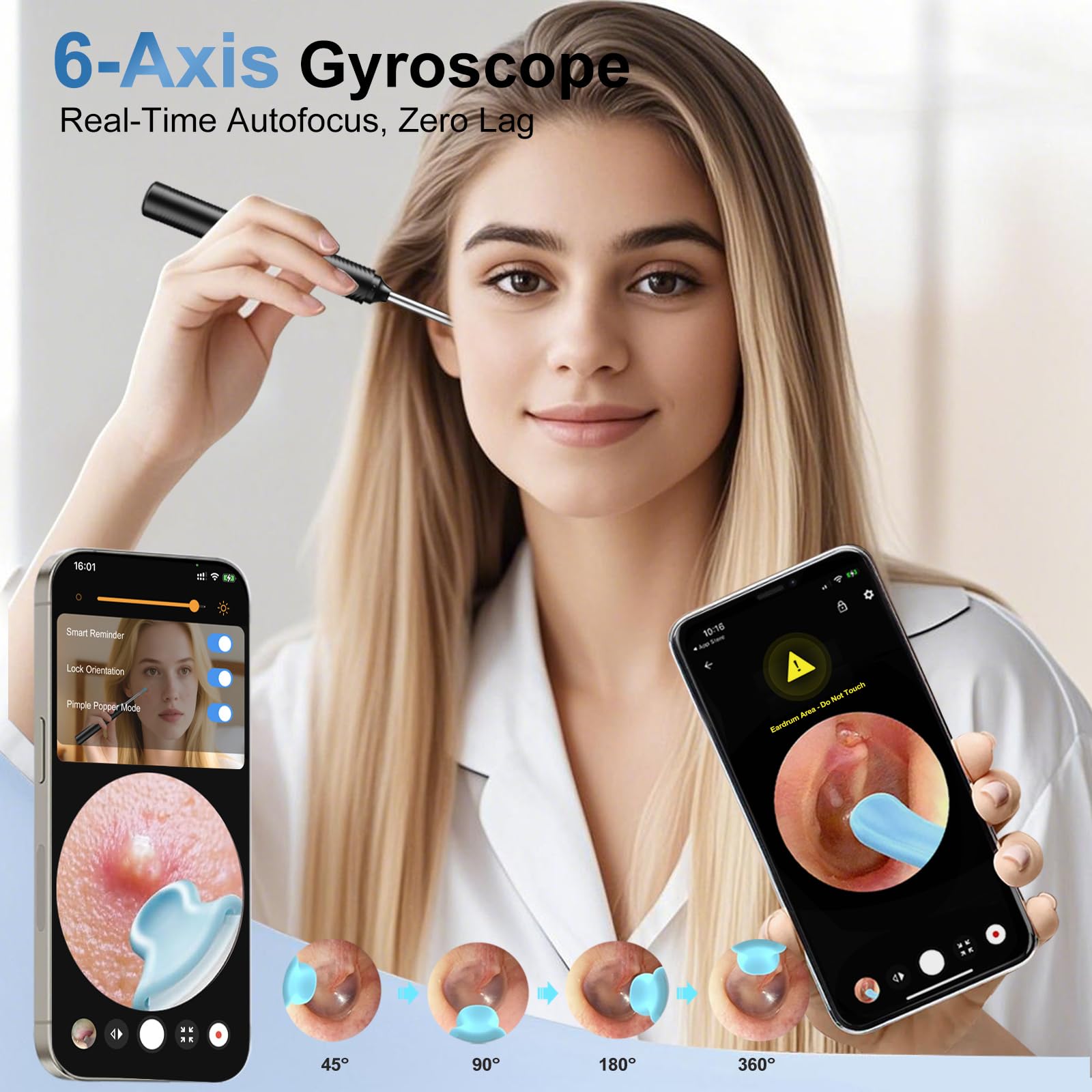 Ntgiso Traditional Ear Scoop Kit connects smoothly with the camera kit.