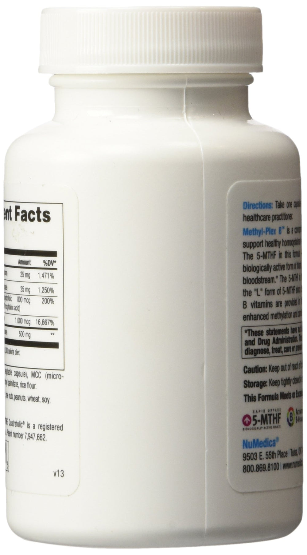 NuMedica Methyl-Plex B 60 Vegetable Capsules bottle back label