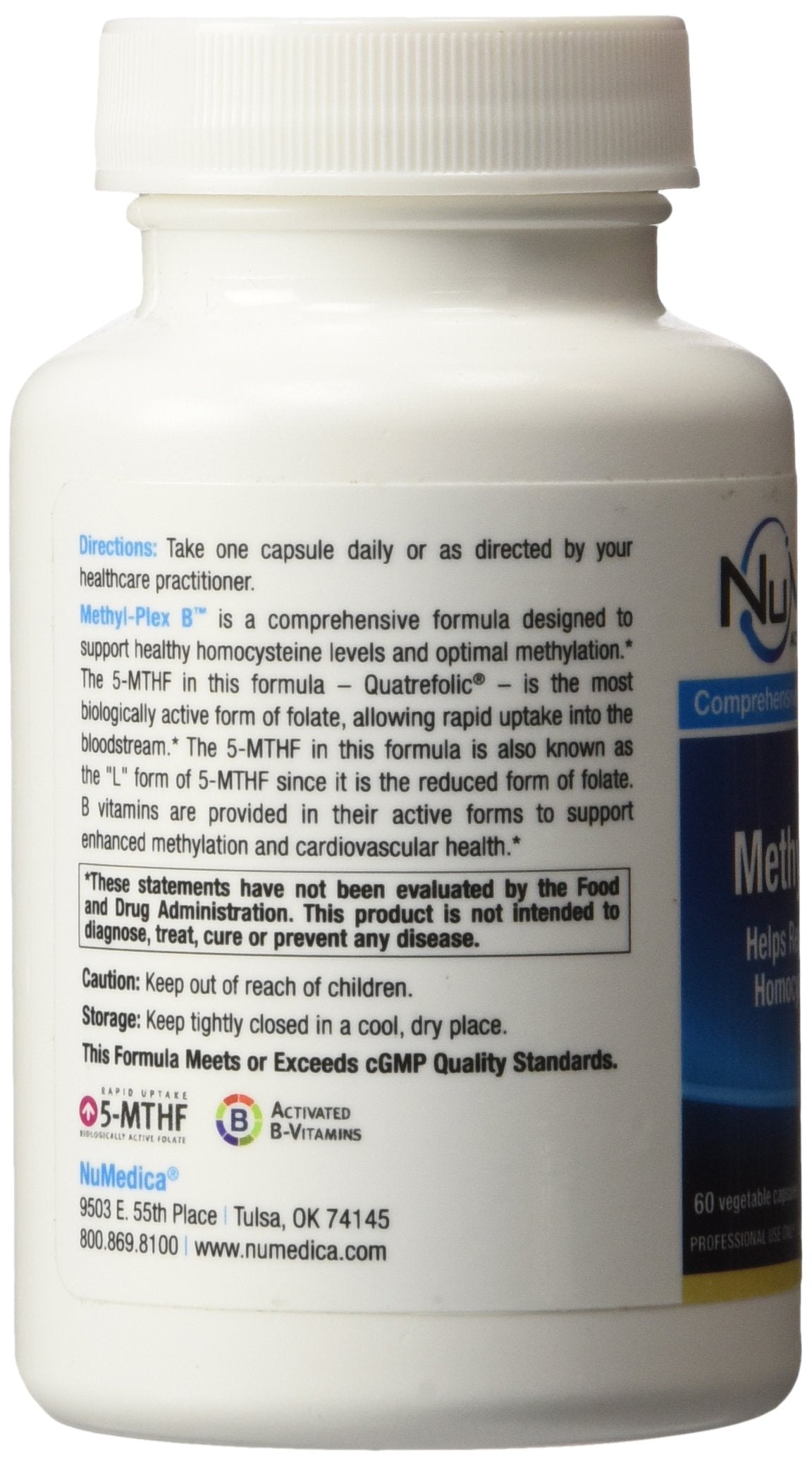 NuMedica Methyl-Plex B 60 Vegetable Capsules nutrition facts panel