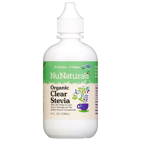 NuNaturals Organic Clear Extract Stevia 4 oz bottle front