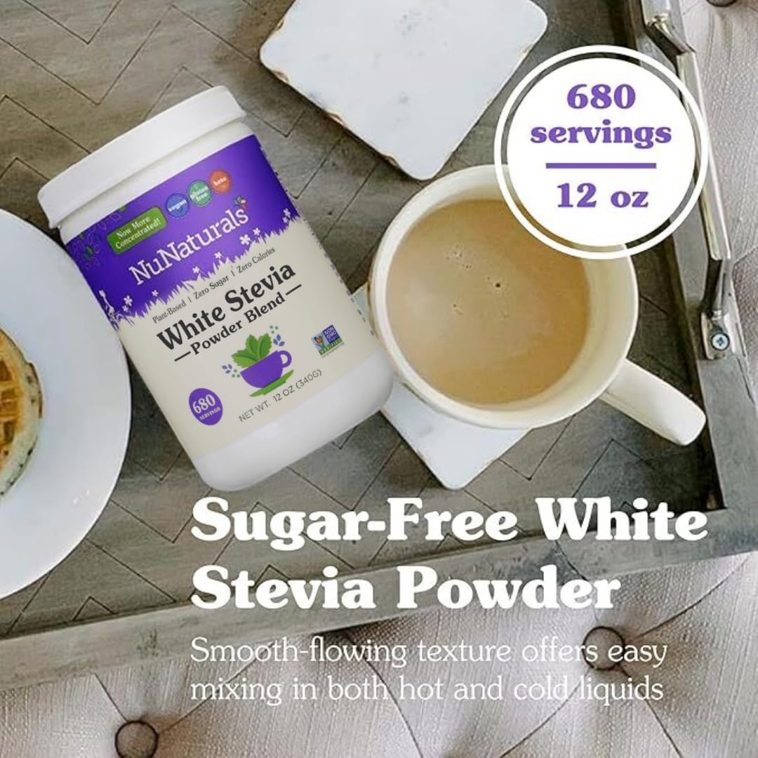 Back label of NuNaturals White Stevia Powder 12 oz