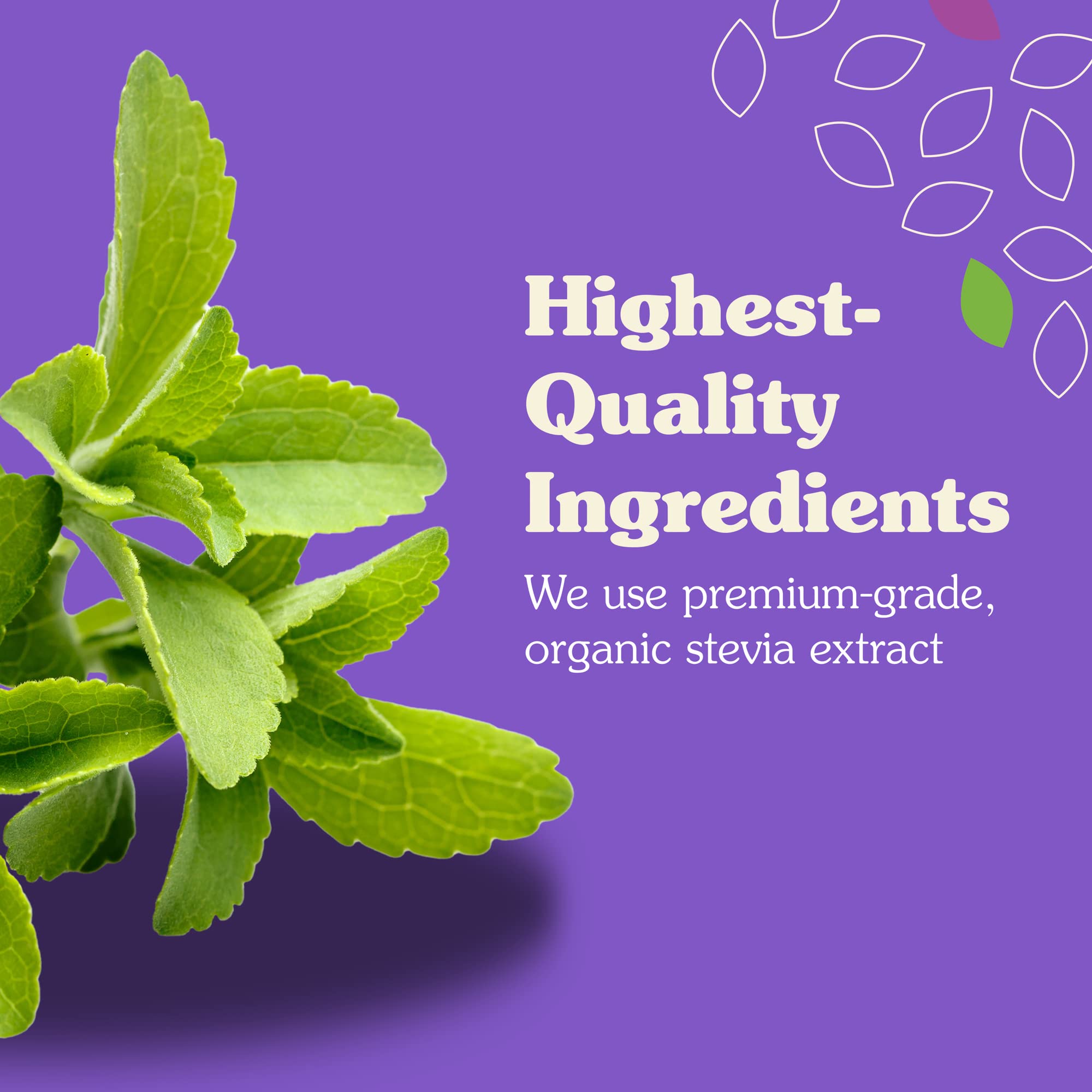 Side view of NuNaturals White Stevia Powder 12 oz container