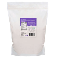 Close-up of NuNaturals White Stevia Powder Blend label on 5 lb bag