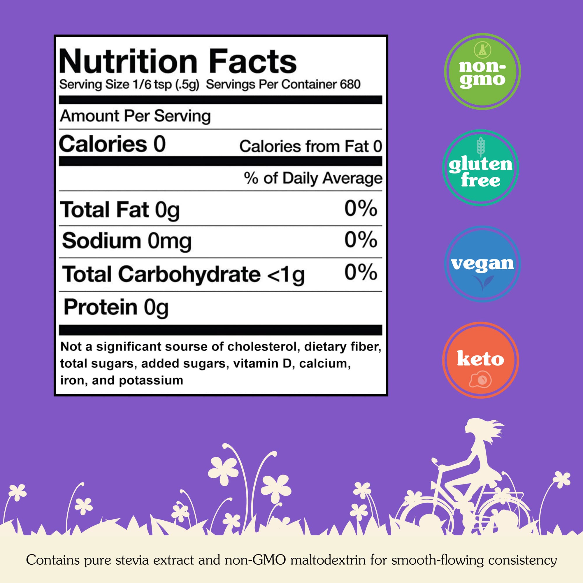 NuNaturals stevia powder ingredients label