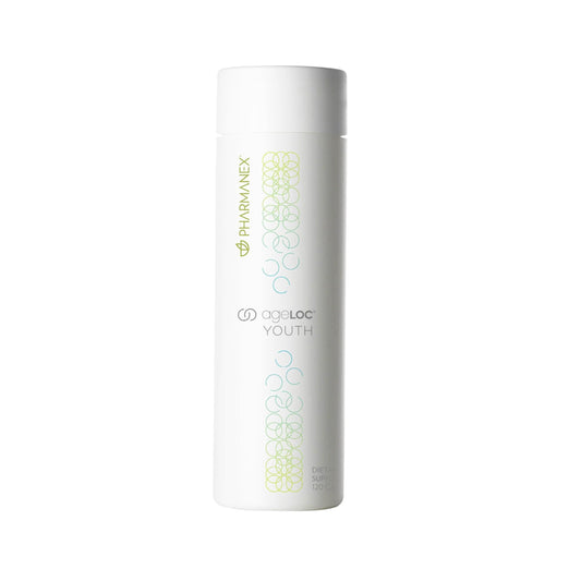 Nu Skin ageLOC Youth 120-softgel bottle on white background