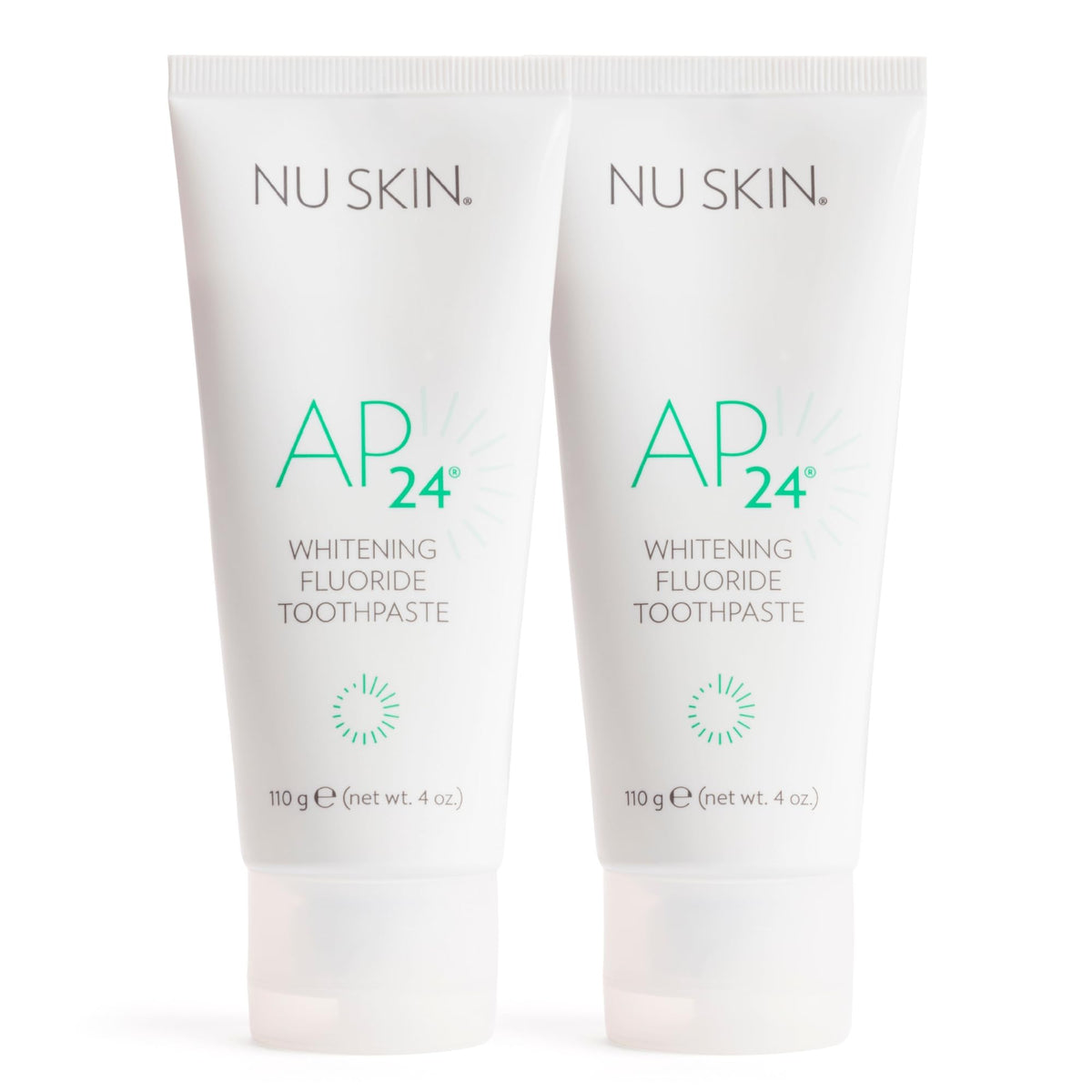 Nu Skin AP 24 Whitening Toothpaste Vanilla Mint 4 oz 2-pack on white background
