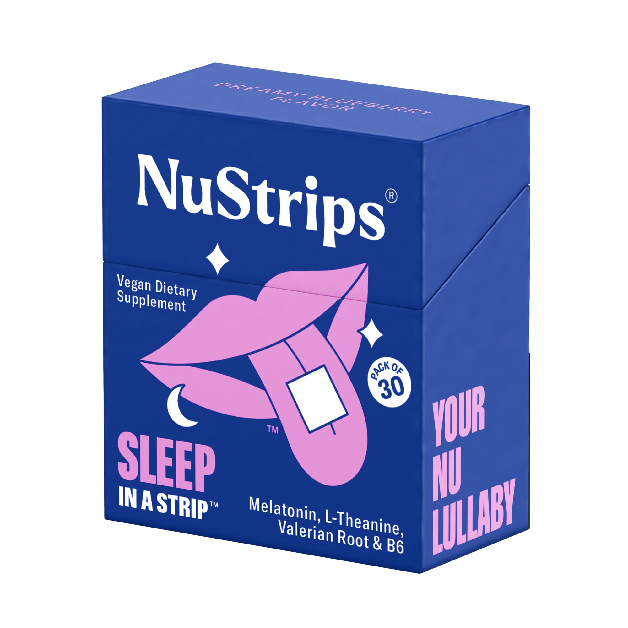NuStrips Blueberry Sleep Strips packaging front