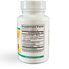 Graphic illustrating the complete enzyme blend for fats, carbs and protein