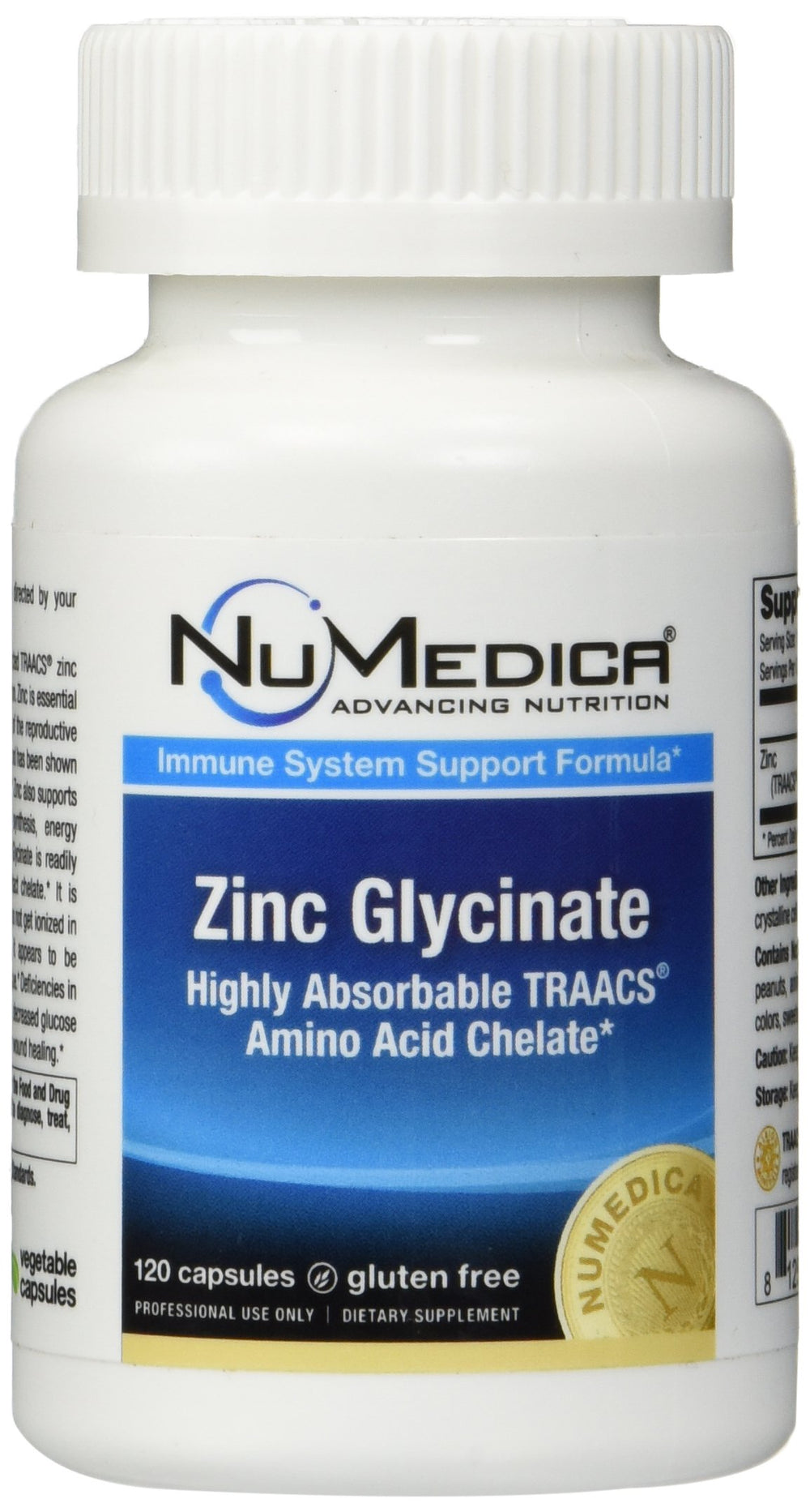 NuMedica Zinc Glycinate 20mg bottle label