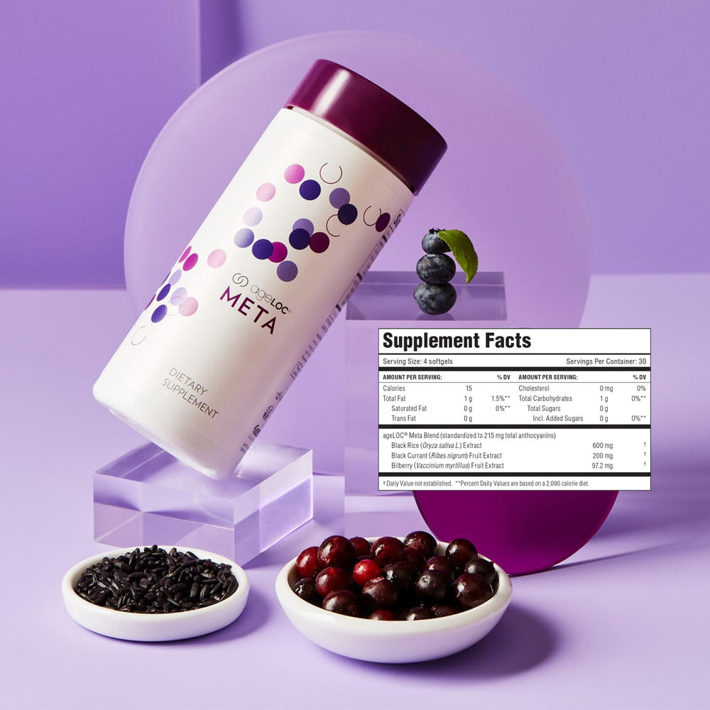 Lifestyle imagery representing metabolic health and immune support with ageLOC Meta