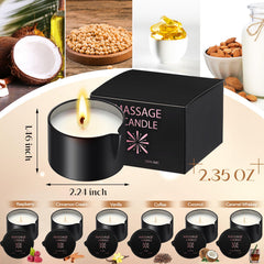 Close-up of massage oil candles with metal lids
