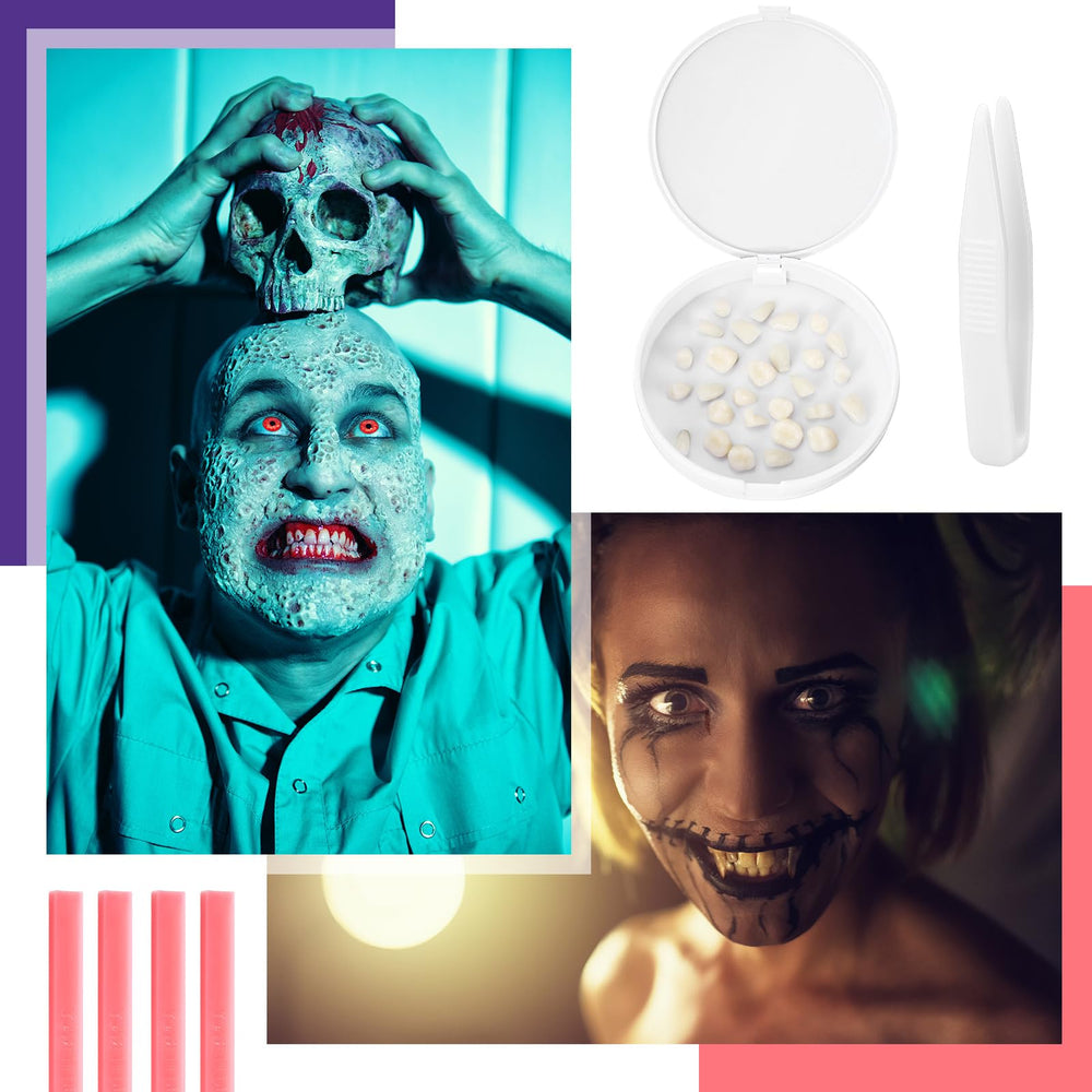 Compact, portable denture repair kit suitable for education and Halloween props