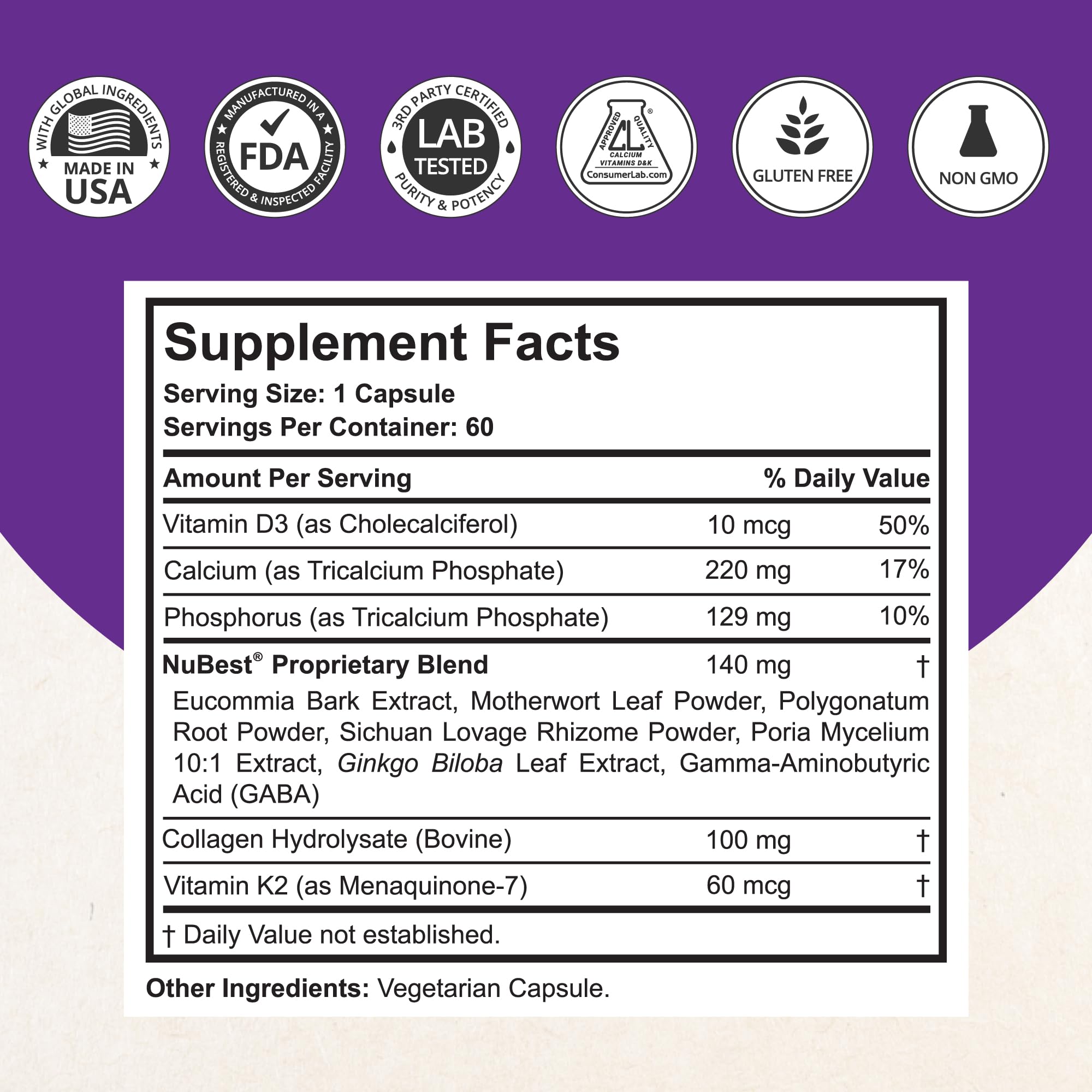 60 capsules per bottle for a 1 month supply