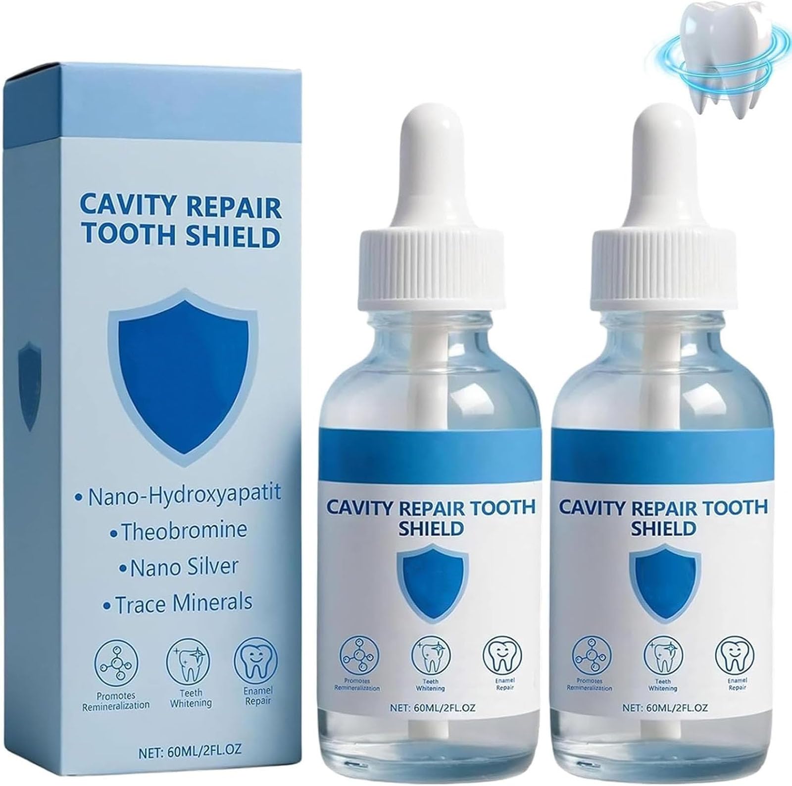 Two-pack Nudenta Odontic Repair Tootharmor bottles