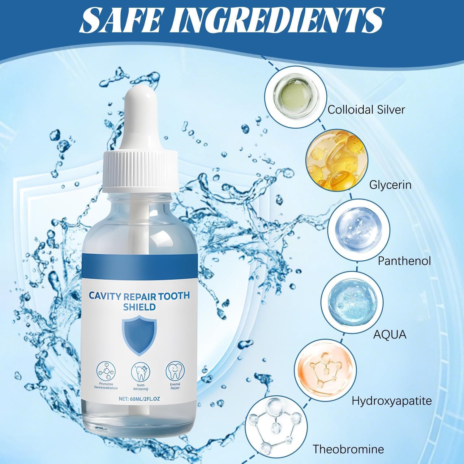 Nano-hydroxyapatite enamel repair concept illustration
