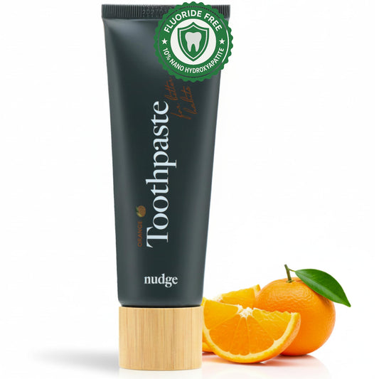 Front view of Nudge Orange Nano Hydroxyapatite Toothpaste 4 oz