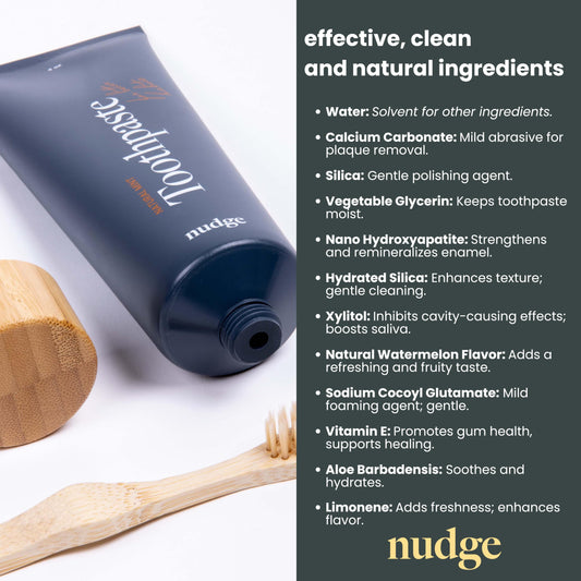 Nudge Watermelon Toothpaste back label – 4 oz, 2-pack