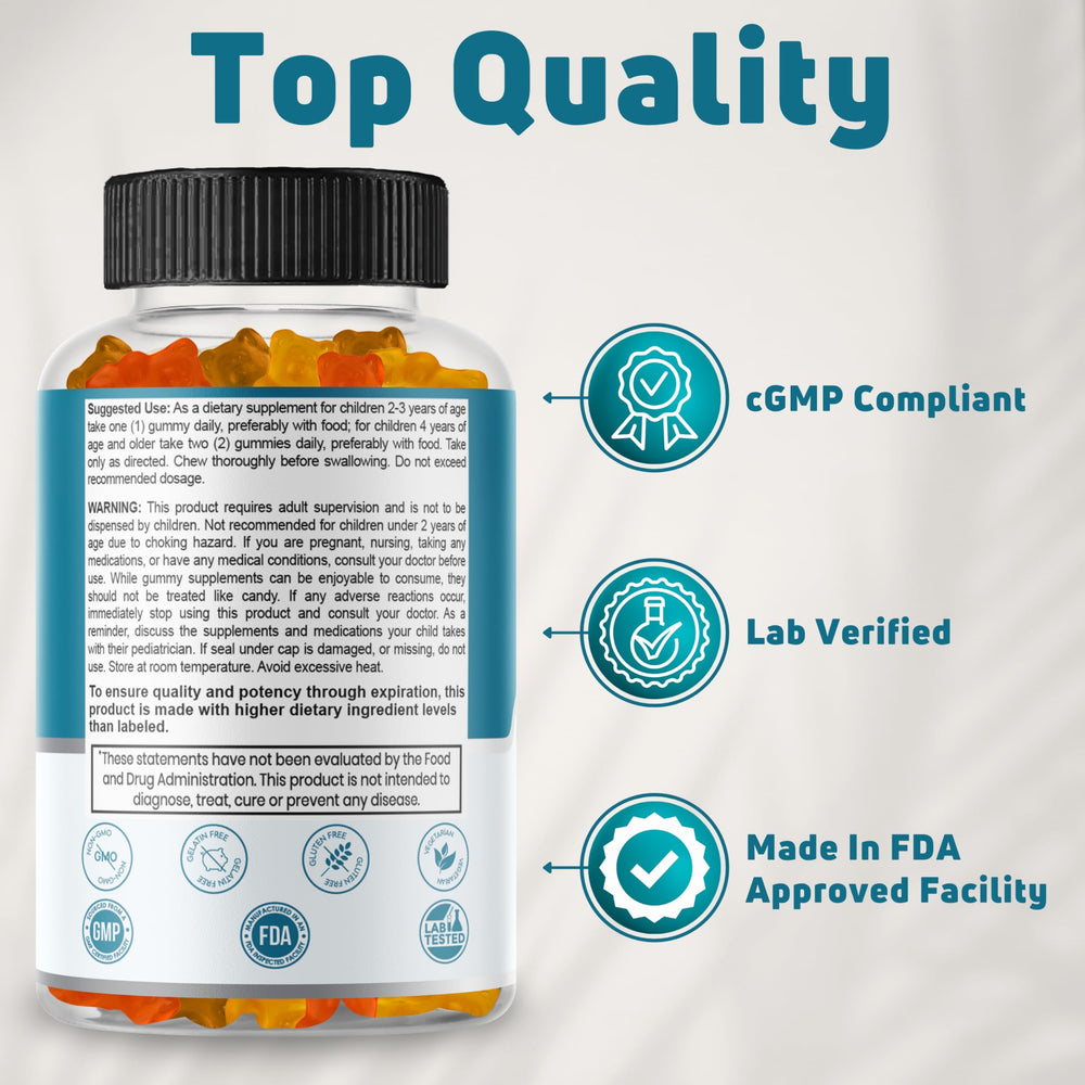 Gluten-free, gelatin-free, vegetarian toddler vitamins label