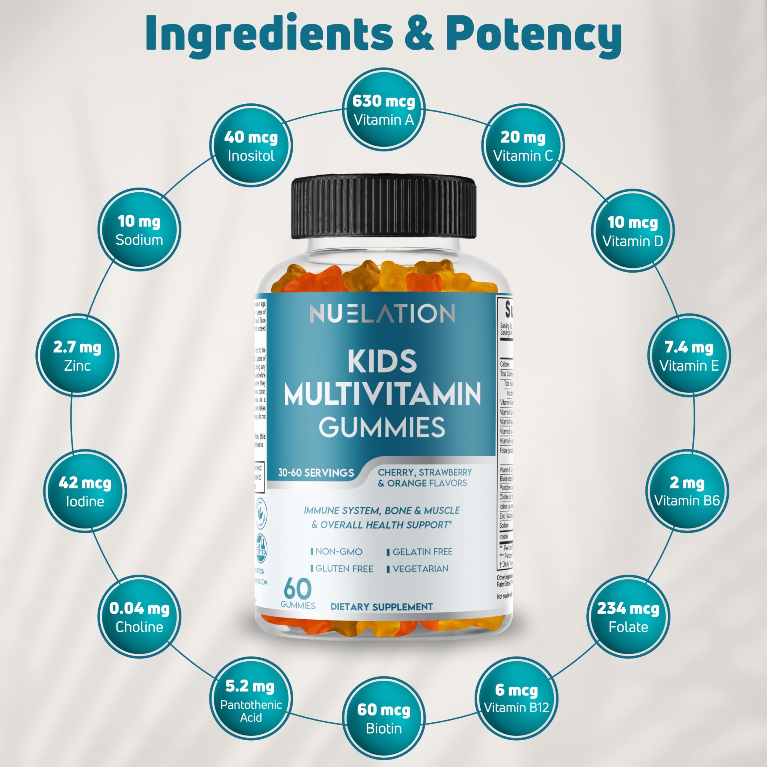 NUELATION kids multivitamin packaging box with branding