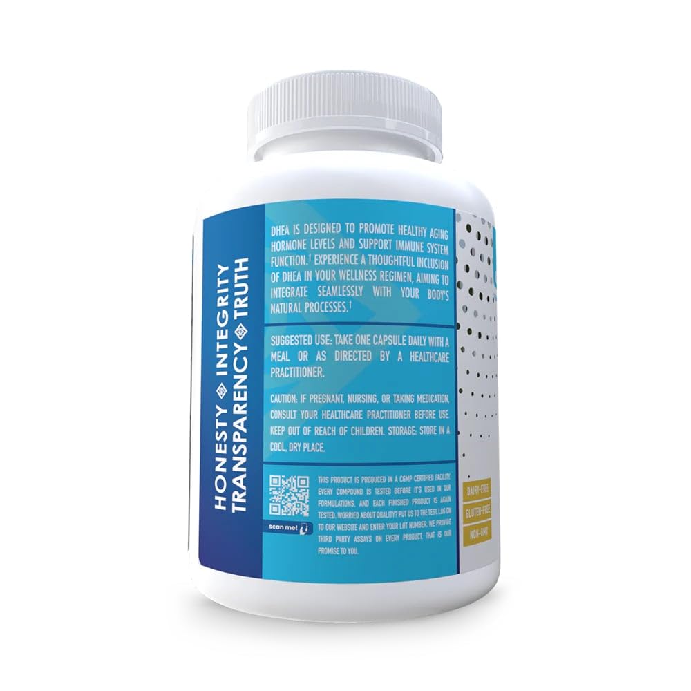 Supplement facts and ingredients label for NuEthix DHEA