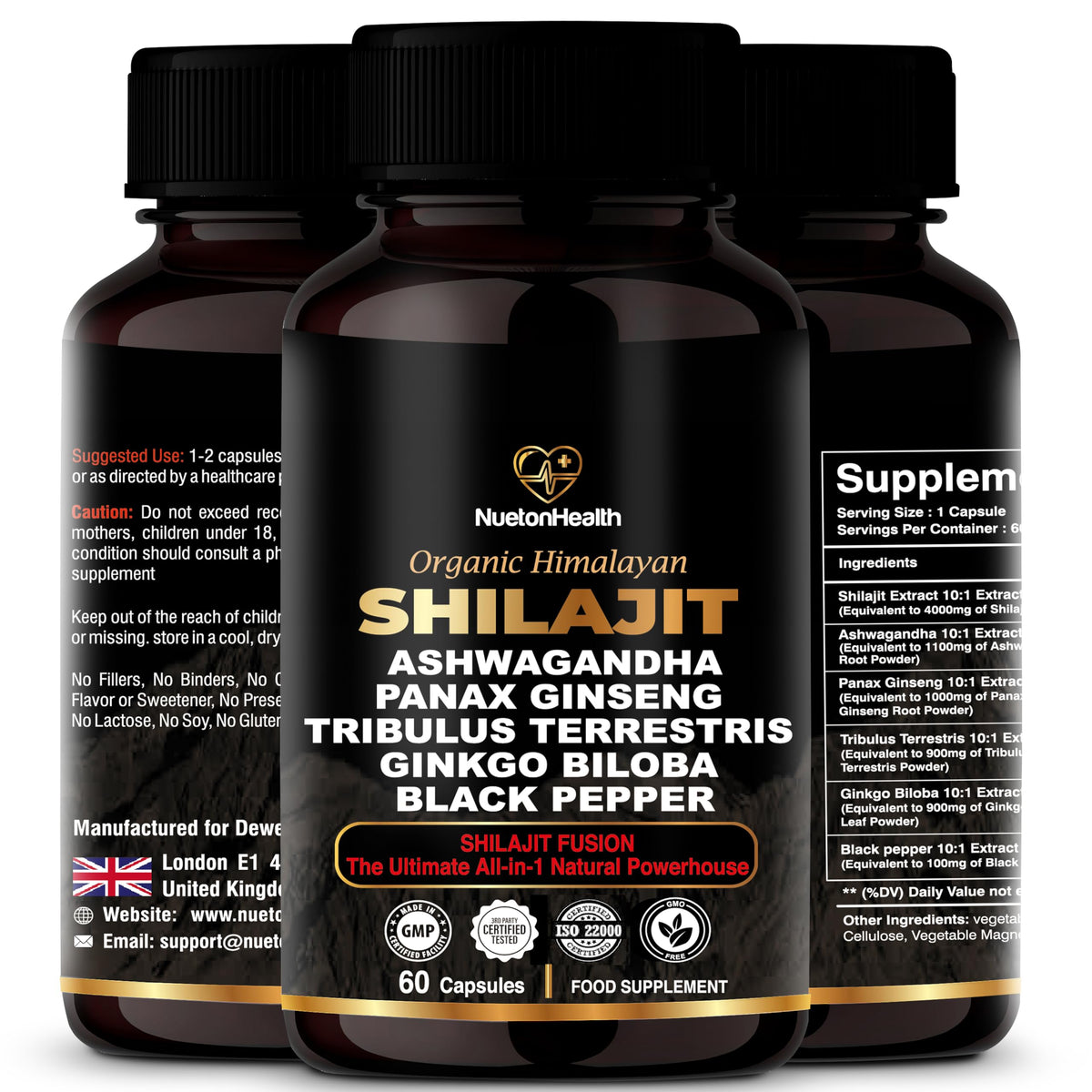NuetonHealth Shilajit Fusion Capsules bottle on white background