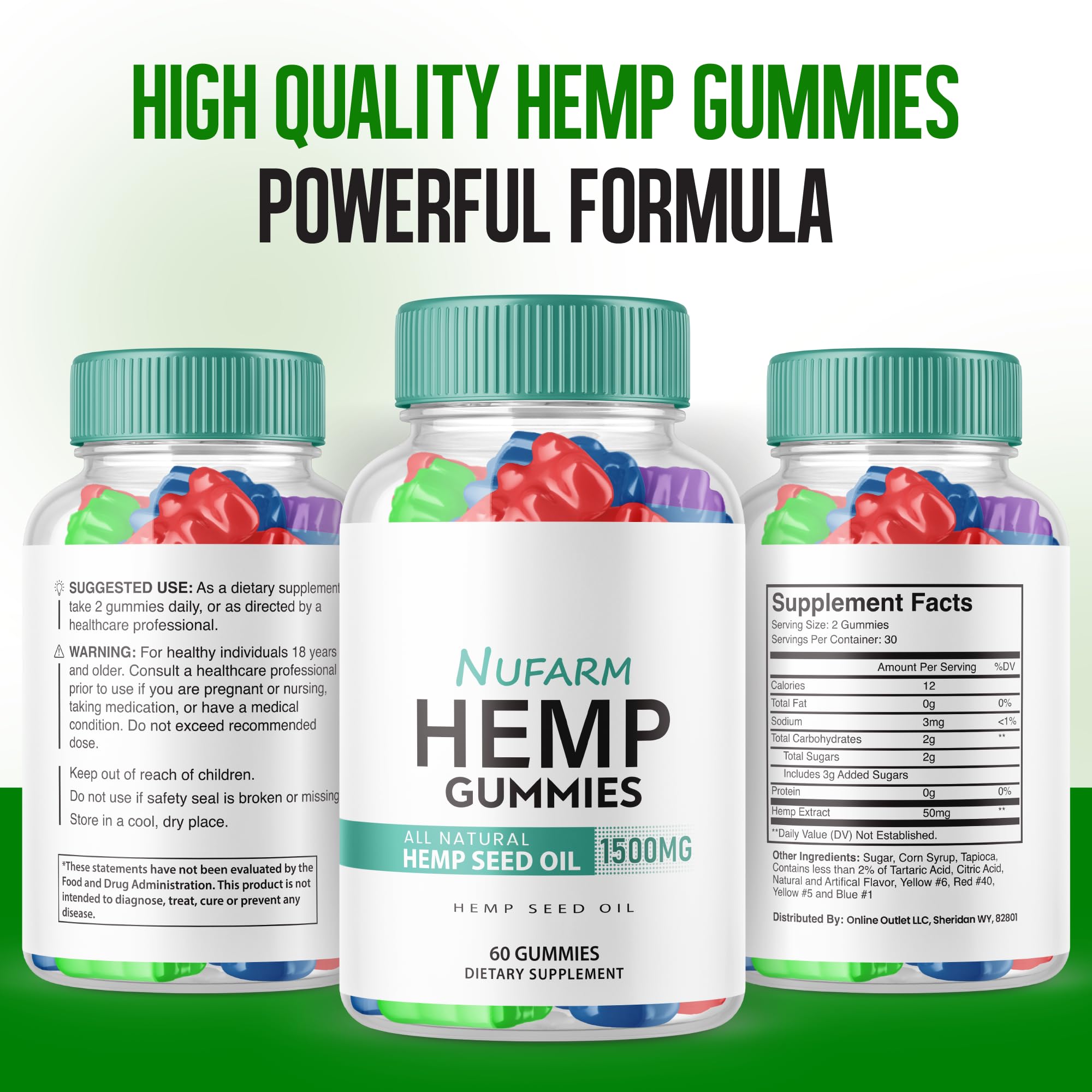 Nufarm Hemp Gummies packaging and box exterior