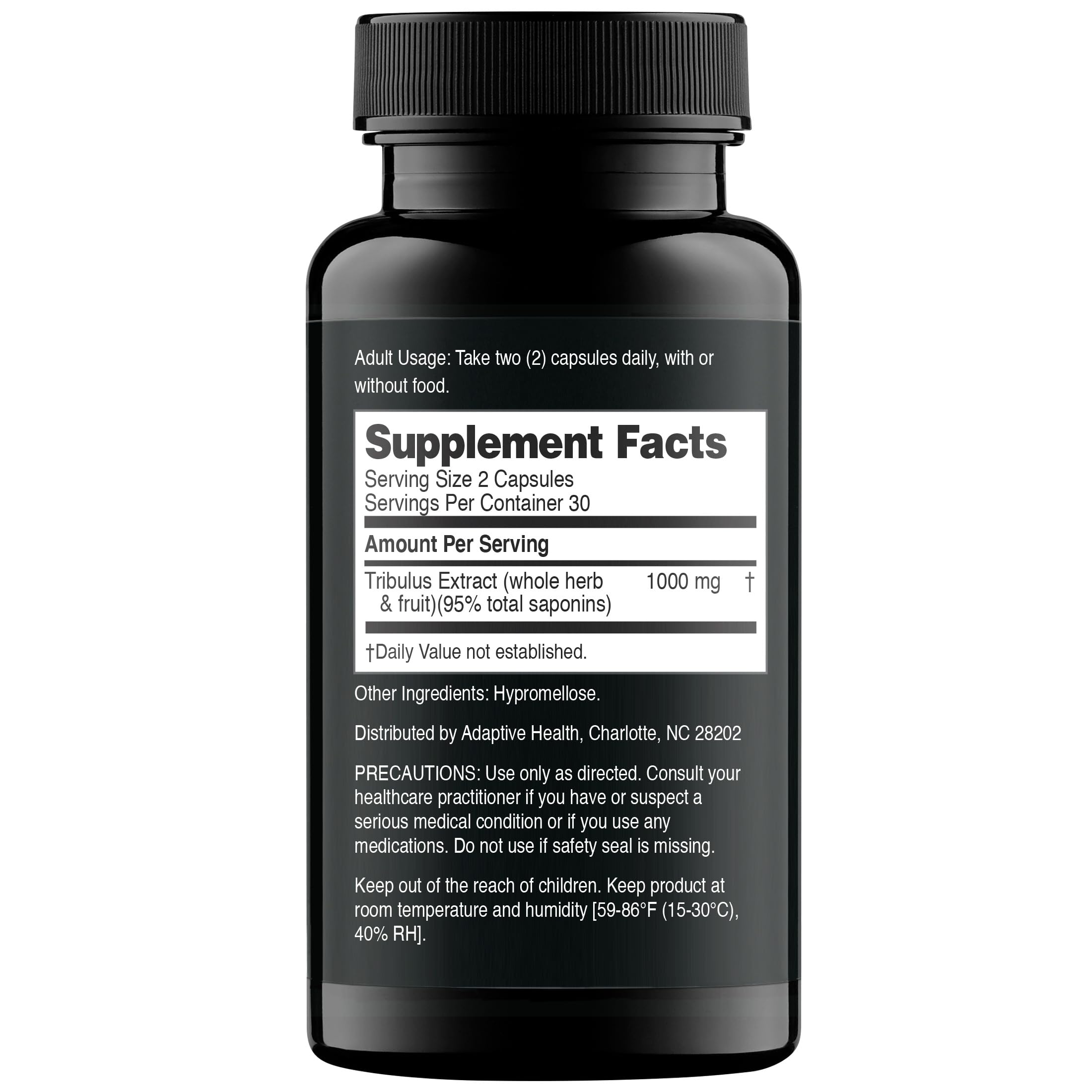Close-up of Tribulus Terrestris extract showing 1000mg dosage