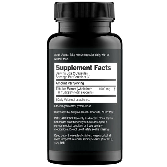 Close-up of Tribulus Terrestris extract showing 1000mg dosage