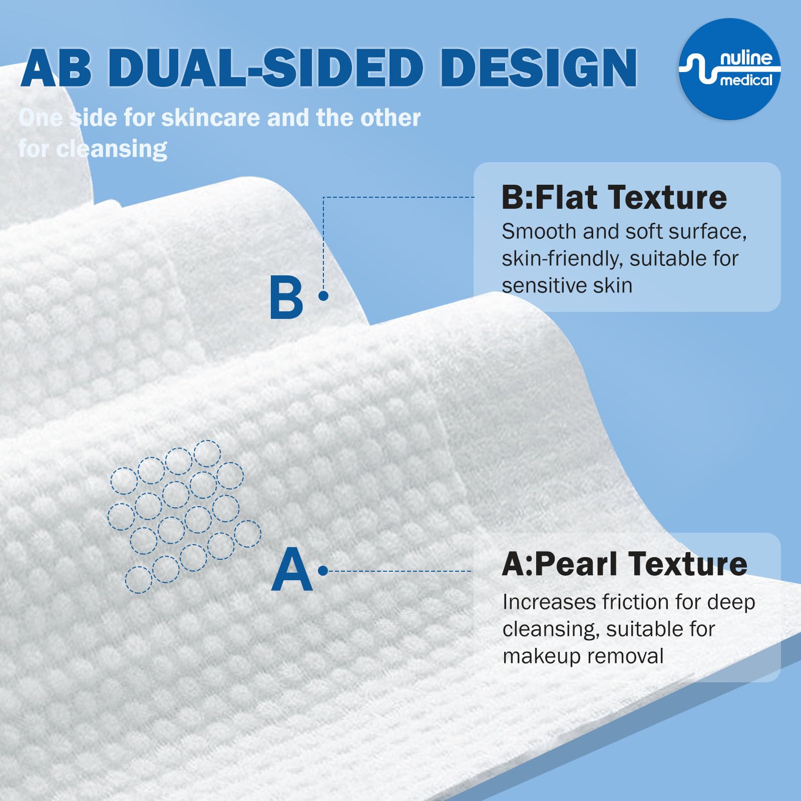 Nuline Medical biodegradable facial towel softly cleanses skin with eco-friendly materials.