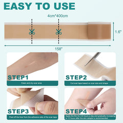 Nullam silicone scar sheets applied on skin demonstrate gentle pressure and smoother texture