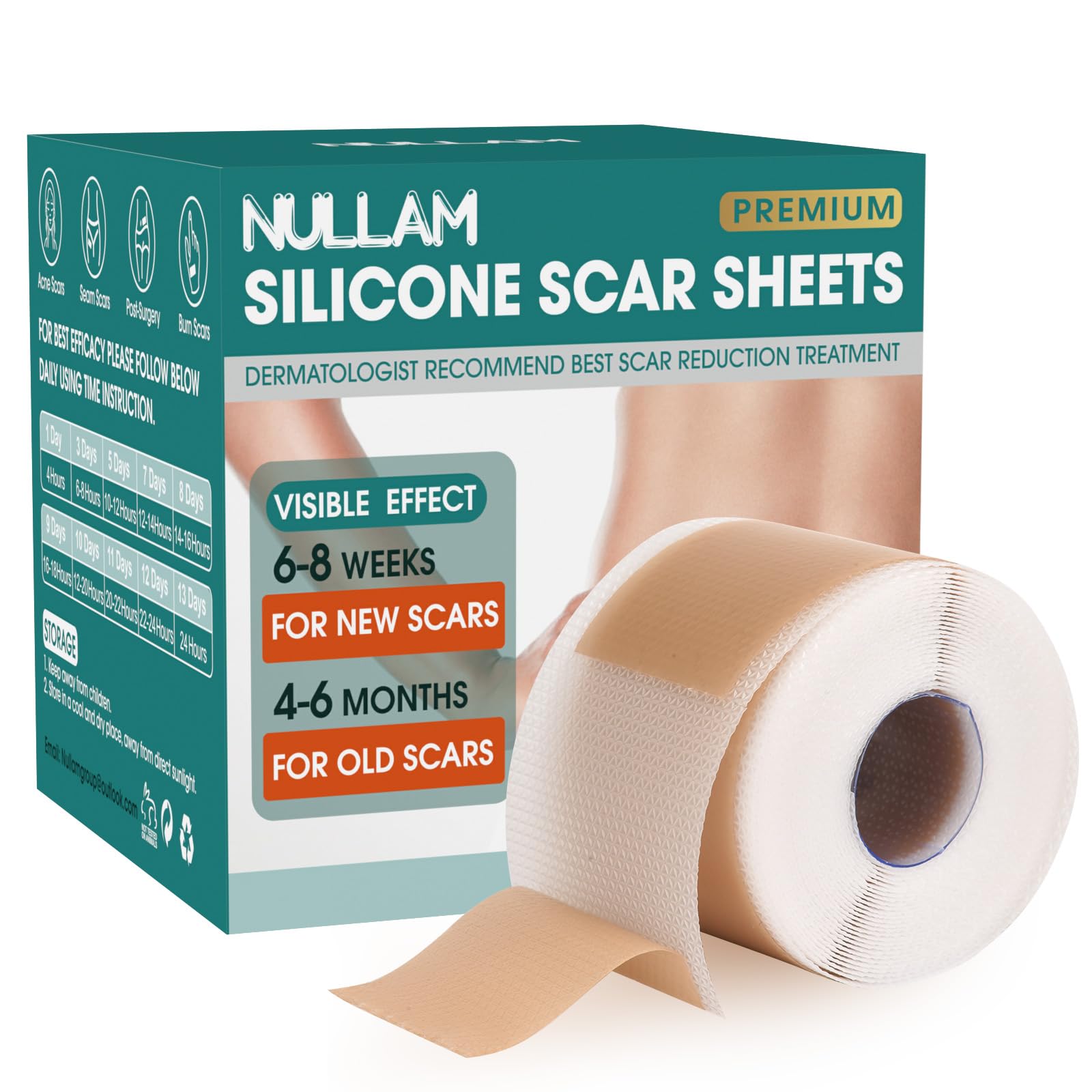Nullam silicone scar sheets roll—ultra-thin and discreet for smoother scar texture.