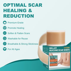 Nullam silicone scar tape closeup—breathable, flexible material that blends with skin.