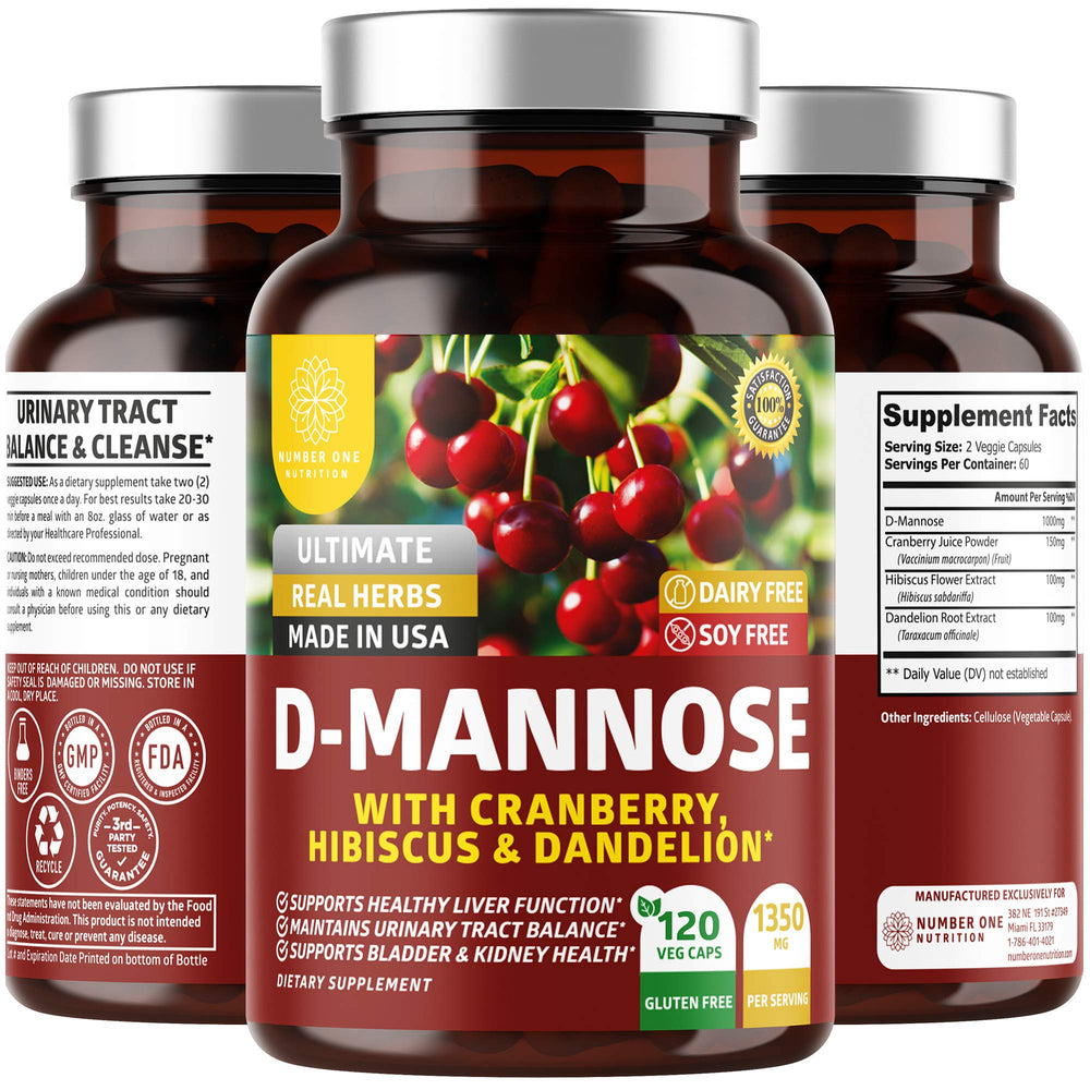 Number One Nutrition D-Mannose 1350mg bottle - 120 count