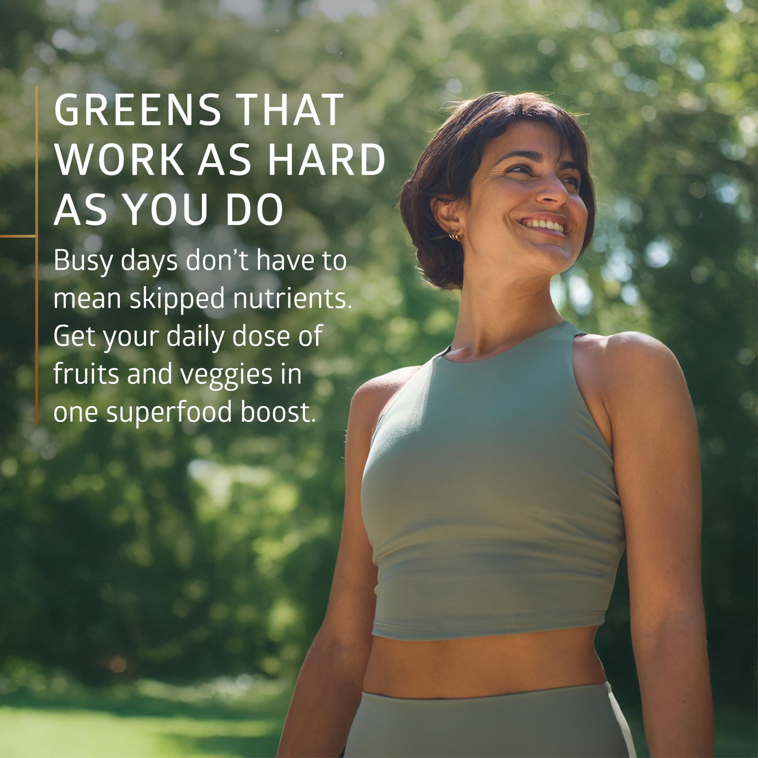 Number One Nutrition N1N Green Superfood blend highlighting alfalfa, broccoli, and spinach.