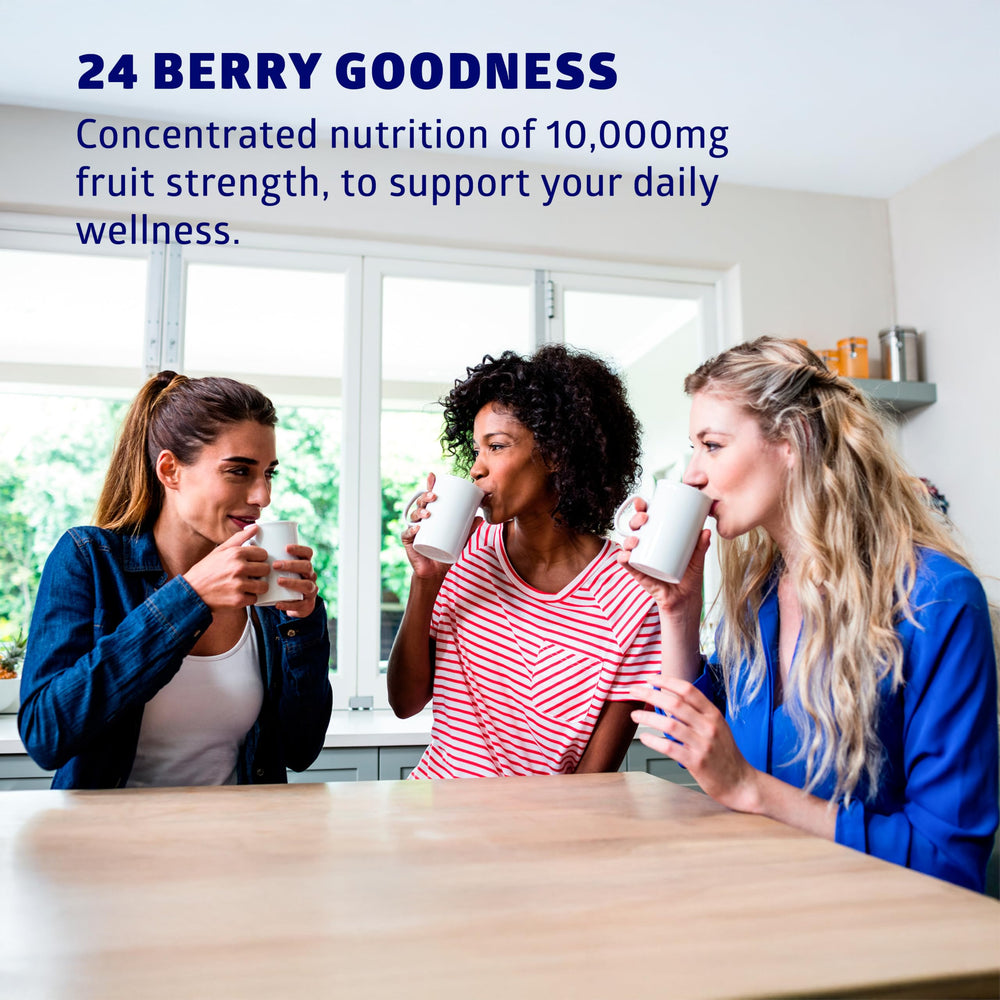 Graphic showing 24 wild blueberries per serving