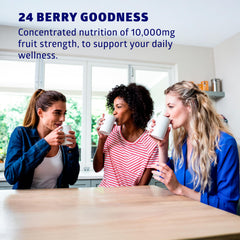 Graphic showing 24 wild blueberries per serving