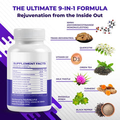 Graphic illustrating the 9-in-1 NMNH formula ingredients
