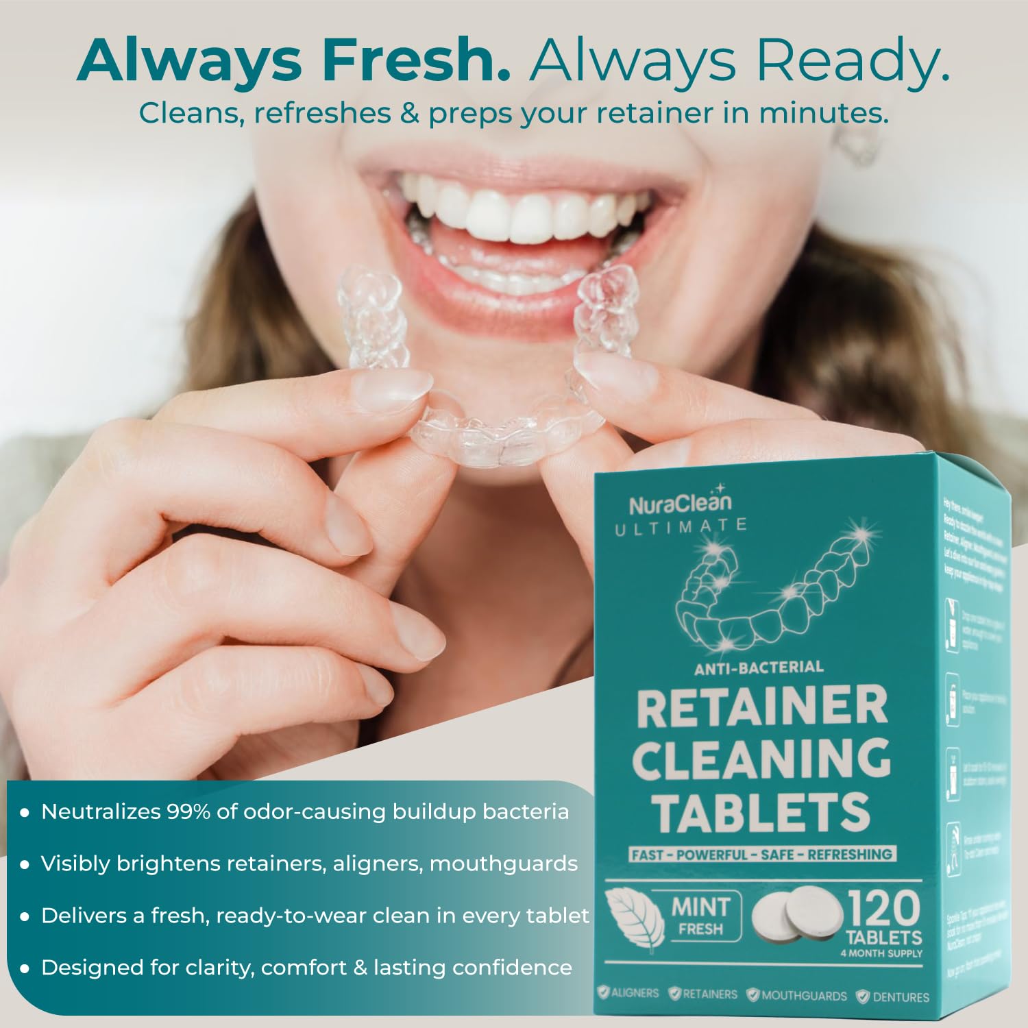 NuraClean Ultimate tablets for dentures cleaning