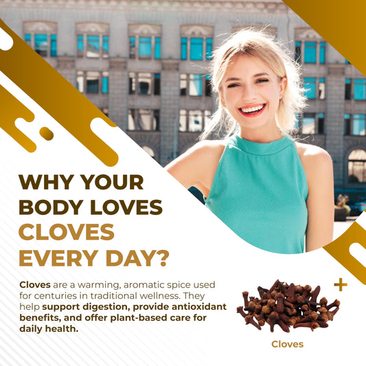 Back label of NURAFUSE Cloves Cinnamon Ginger bottle